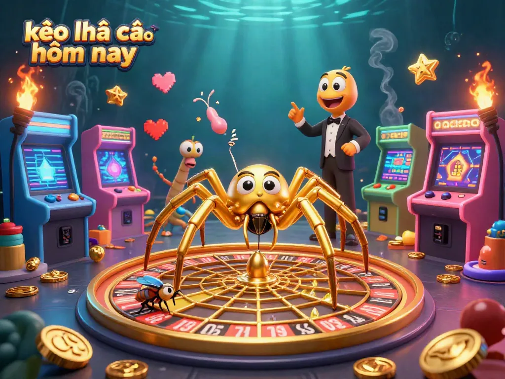 Engage in kèo nhà cái hôm nay with a vibrant 3D illustration showcasing a casino-themed dynamic betting scene.