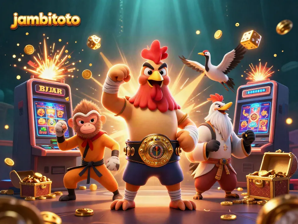 Experience thrilling gaming at jambitoto with a dynamic assortment of casino elements and vibrant characters.