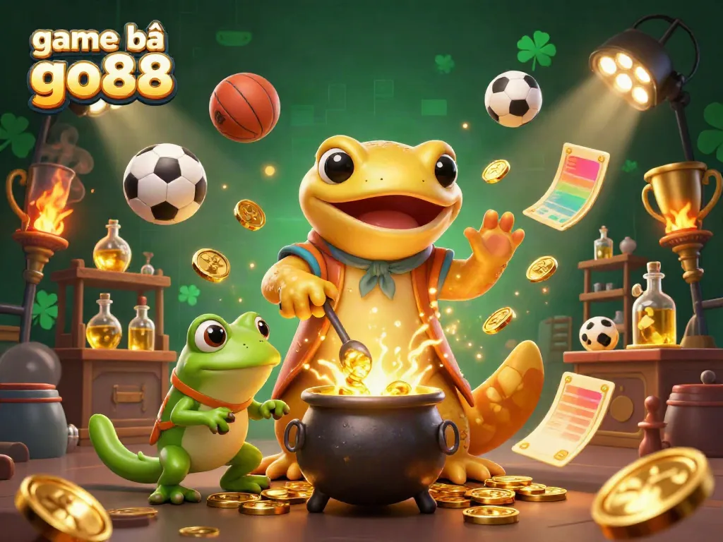 Experience the excitement of game bài go88 with dynamic action and golden elements in a vibrant casino scene.