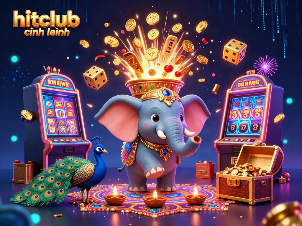 Engage in thrilling gaming action with hitclub chính hãng showcased with vibrant characters and exciting casino elements.