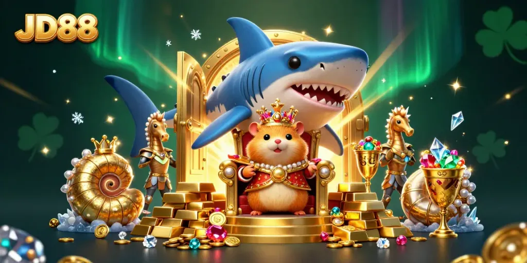 Engage in thrilling casino adventures at JD88 with the golden hamster king and treasure elements.
