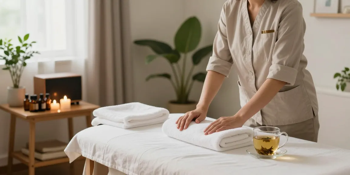 Experience soothing 구리출장안마 in a tranquil therapy room featuring calming elements and a professional therapist.