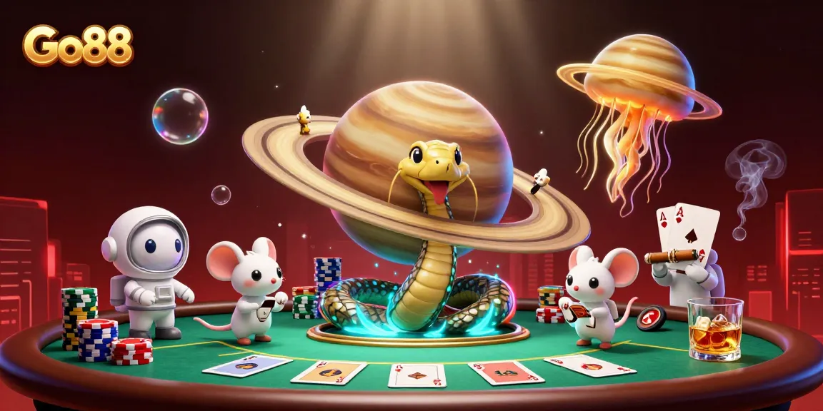 Experience thrilling gameplay at Go88 with a vibrant cosmic casino scene filled with action