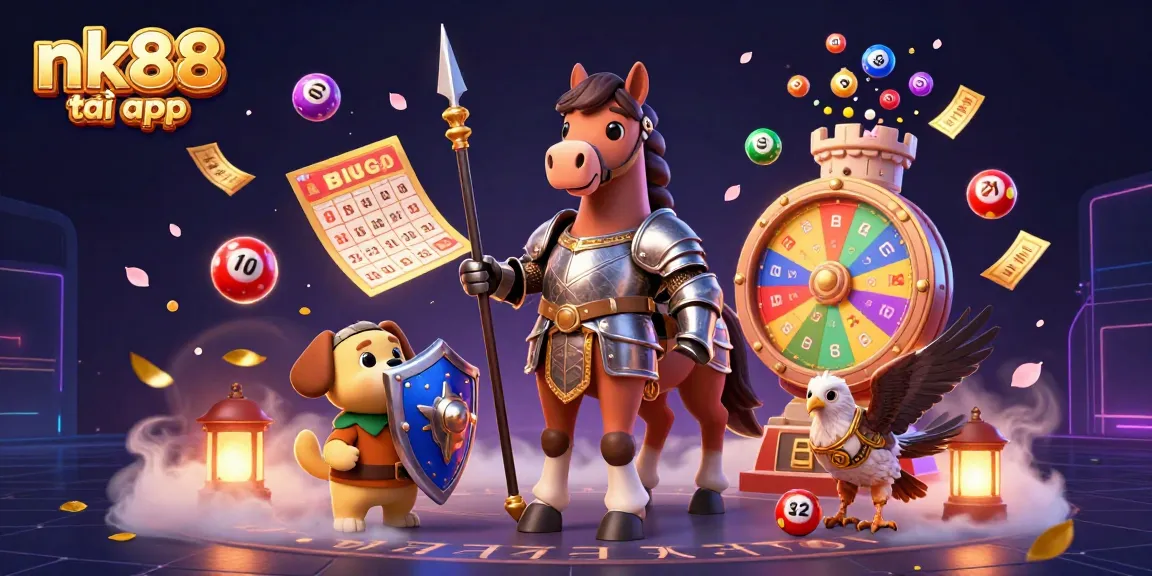 Win exciting rewards with nk88 tải app amidst a vibrant gaming scene filled with colored balls and golden tickets.