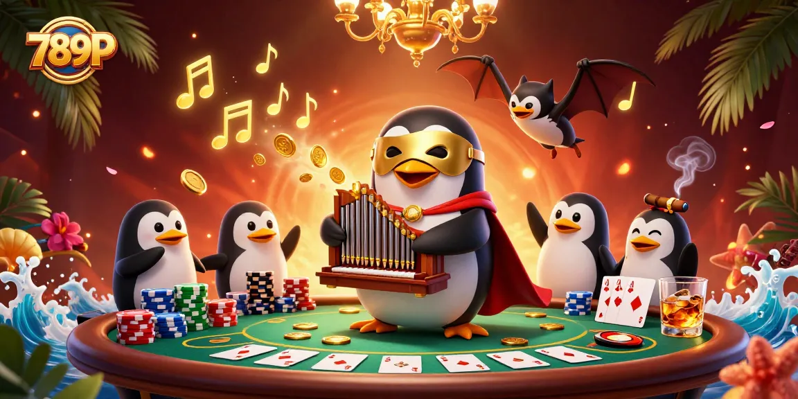 Experience thrilling bets at 789P with a cartoon penguin and casino atmosphere.