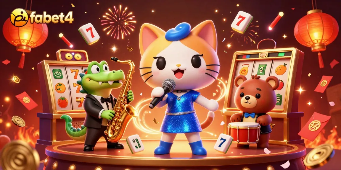Experience thrilling gameplay at fabet4 with a vibrant scene featuring lively casino characters.