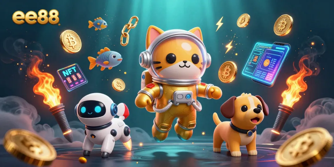 Experience thrilling gaming with ee88's cosmic casino scene featuring a floating astronaut cat.
