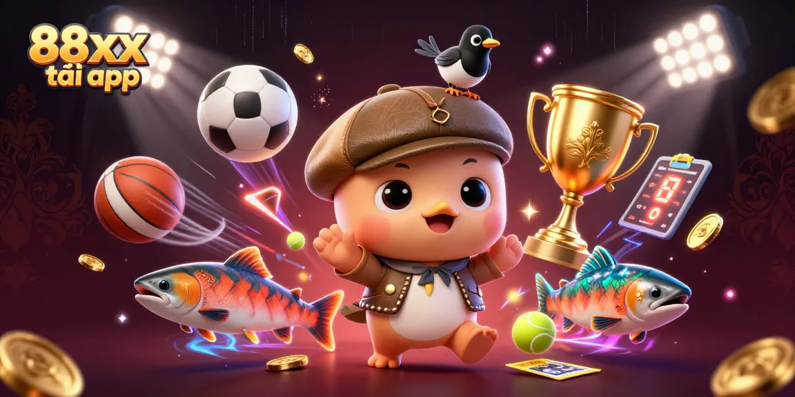 Win big with the engaging 88xx tải app in this vibrant sports-themed illustration.